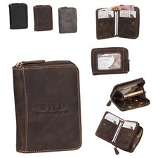 Wild Reißverschuss Geldbörse Leder Geldbeutel Portemonnaie Damen Herren 5511