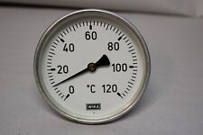 WIKA  Zeiger Thermometer 0-120°C  Ø 10 cm Tauchhülse ca. 10 cm Metallgehäuse Alu