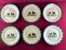 Zeller Keramik - Hahn und Henne - 6 x Kuchenteller / Frühstücksteller 20,5 cm