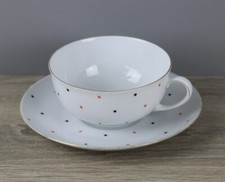 Arzberg Konfetti rote schwarze Punkte Teetasse mit Untertasse Ø 10 cm Höhe 5 cm