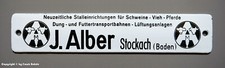 Emailschild - Neuzeitliche Stalleinrichtungen für Schweine - Vieh... - um 1960