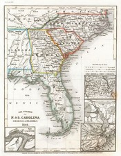 USA Florida Original Stahlstich Landkarte Bibl. Inst. 1846