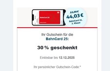 Gutschein Bahncard 25