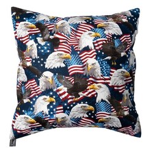Eagle Amerikanische Flagge USA Designer Kissenbezug Passt 18"x18" Baumwolle