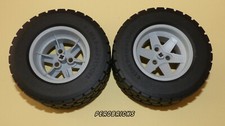 Lego Technic 2 Räder Rad Reifen 94,3 x 38 R hellgraue 3-Loch-Felgen