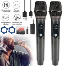 2x Professionelles UHF Funkmikrofon Set Handheld 2,4G für Karaoke Plug-and-Play