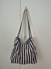 Damen Tragetasche Tasche Stoffbeutel Canvas Beutel Gestreift Blau Weiß Maritim