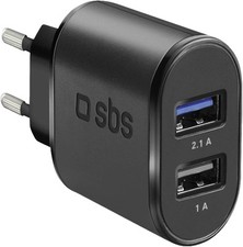 SBS Adapter Travel charger 100/250V 2100 mAh Schnellladefunktion 2 x US. B Ware
