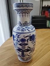 Vase Porzellan weiß-blau