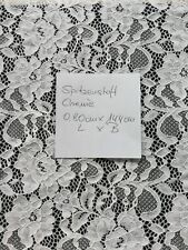 Stoffcoupon Spitzenstoff Meterware Weiß Elastisch 0,8 m x 144 cm.