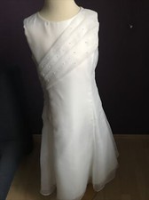Kommunion Kleid Eisend Organza Gr. 134 NEU Creme Weiß 7/8 Lang