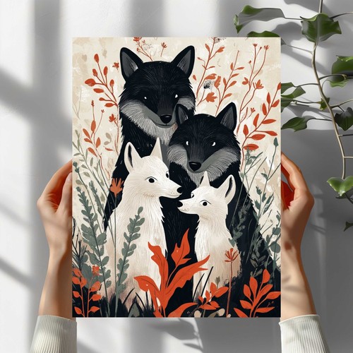 Wolf familie premium poster - wolf,