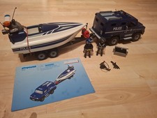playmobil 5187 Polizei Truck mit Speedbootincl. Figuren und Zubehör, gebraucht