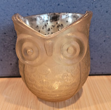 Eule für Teelicht 7x9 cm gold