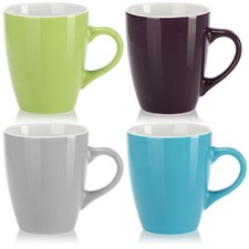 4x Kaffeetassen Keramik - Kaffee-Becher in modernem Design - blau,lila,grün,grau
