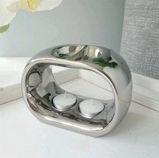 Chrom Wachsschmelzer Doppel Keramik Teelicht Kerze Escential Living (UVP 24,95£!!) 