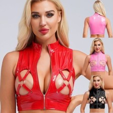Damen wetlook crop top - de,