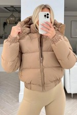 Puffer Jacke Hooded Crop Damen Langarm Damen Padded Zip Short Winter Coat