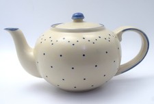 Rheinsberg Keramik Manufaktur Teekanne handgemalt 1 Punkt blau 1,8 Liter