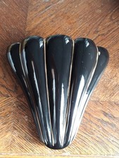 Wundervolle Wandvase Tüten-Fächerform  50er 60er Schwarz mit 22 Karat Gold 😊♥️