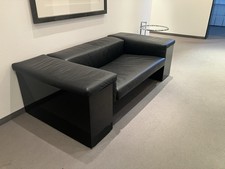 Cini Boeri für Knoll ‚Brigadier’ Sofa aus schwarzem Leder (Zweisitzer)