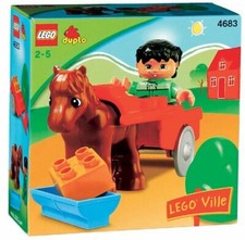 LEGO DUPLO 4683 Ponykutsche Kind Sulky Pferd Reiter Pony Cart Set komplett