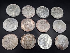 12x  Silbermünze 12 Unzen USA 1 Oz Fine Silver One Dollar Verschiedene Jahre