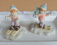 Skifahrer 2 x Figur zur Weihnachtszeit Winterzeit