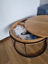 tisch rund 60 cm, mit verschiebbarer Tischplatte, Stauraum