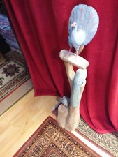 Kunst Skulptur Holz 3 Pfauen