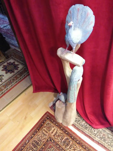 Kunst skulptur holz pfauen - skulptur,