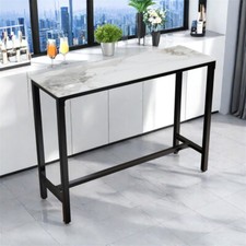 groß Bistrotisch 47“ weiß-grauer Marmor-Stehtisch Konsolentisch Küche Wohnzimmer