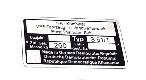 Rahmenplakette typenschild - rahmenplakette,