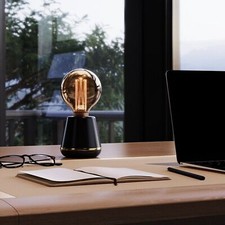 Dekorative Vintage Retro Nachtisch Lampe Leuchte Tischleuchte Metall E27 schwarz