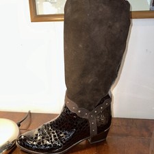 Brunella Stiefel Cowboy Wildleder Kroko-Look Gr 40 Braun