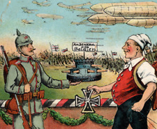 125/261 AK SOLDAT 1. WELTKRIEG ORDEN EISERNES KREUZ GESCHÜTZ LUFTSCHIFF FAHNE