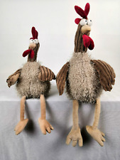 2er SET Verrücktes Huhn Hahn Henne Kantensitzer Deko Küche Ostern Stoff Tier