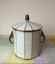 Baensch Lettin, Porzellan Deckeldose, Elefantengriffe,  Bodenmarke, Gold, selten