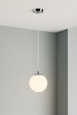 Paulmann Pendelleuchte Globe IP44 1-flammig Satin/Chrom Dimmbar