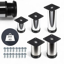4 x Möbelfüße verstellbar EDELSTAHL Ø50mm Sofafuß Küchenfuß Sockelfüße Bettfüße