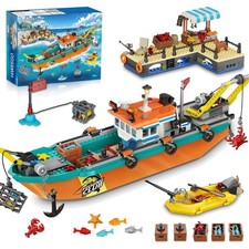 Fischerboot Spielzeug Schwimmboot Baustein Set Kinder Kinderzimmer Geschenk