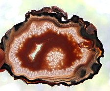 Achatscheibe braun, creme mit weißem kristallinem Kern – 25149 -