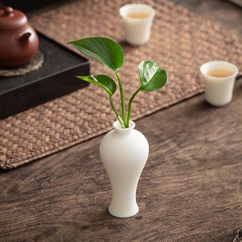 Zen white ceramic vase - white,