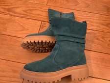 Stiefel Türkis 41 Neu Wildleder Neu Damen flach schmall