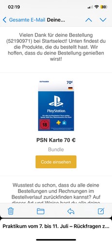Playstation guthaben - 70 €,