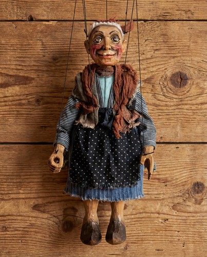 Czech folk art marionette hexe - marionette,