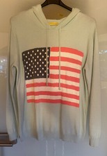 Kaschmir Mix Pullover Damen Pulli Weich Strick Skull Flagge M/L Mint Hoodie