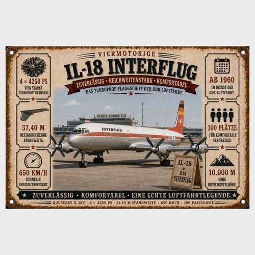 Blechschild interflug - il-18,