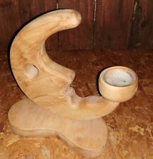 Holz Mond mit Kerze 21cm hoch massiv vermutlich Erle geölt Kinderzimmer