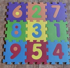 Puzzle Matte, Teppich , Weichschaum, 9 Teile, Zahlen , 92x92